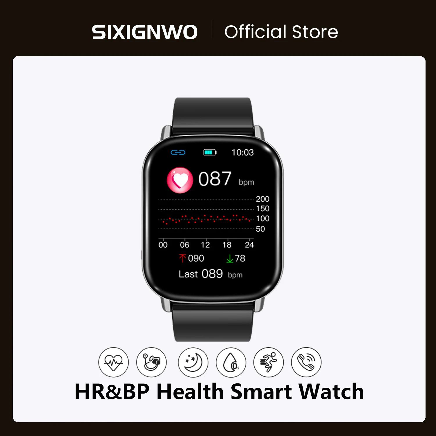 

SIXIGNWO Smart Watch Health Heart Rate Blood Pressure Custom Watch Face Bluetooth Sports Waterproof 15 Days Standby Smartwatch