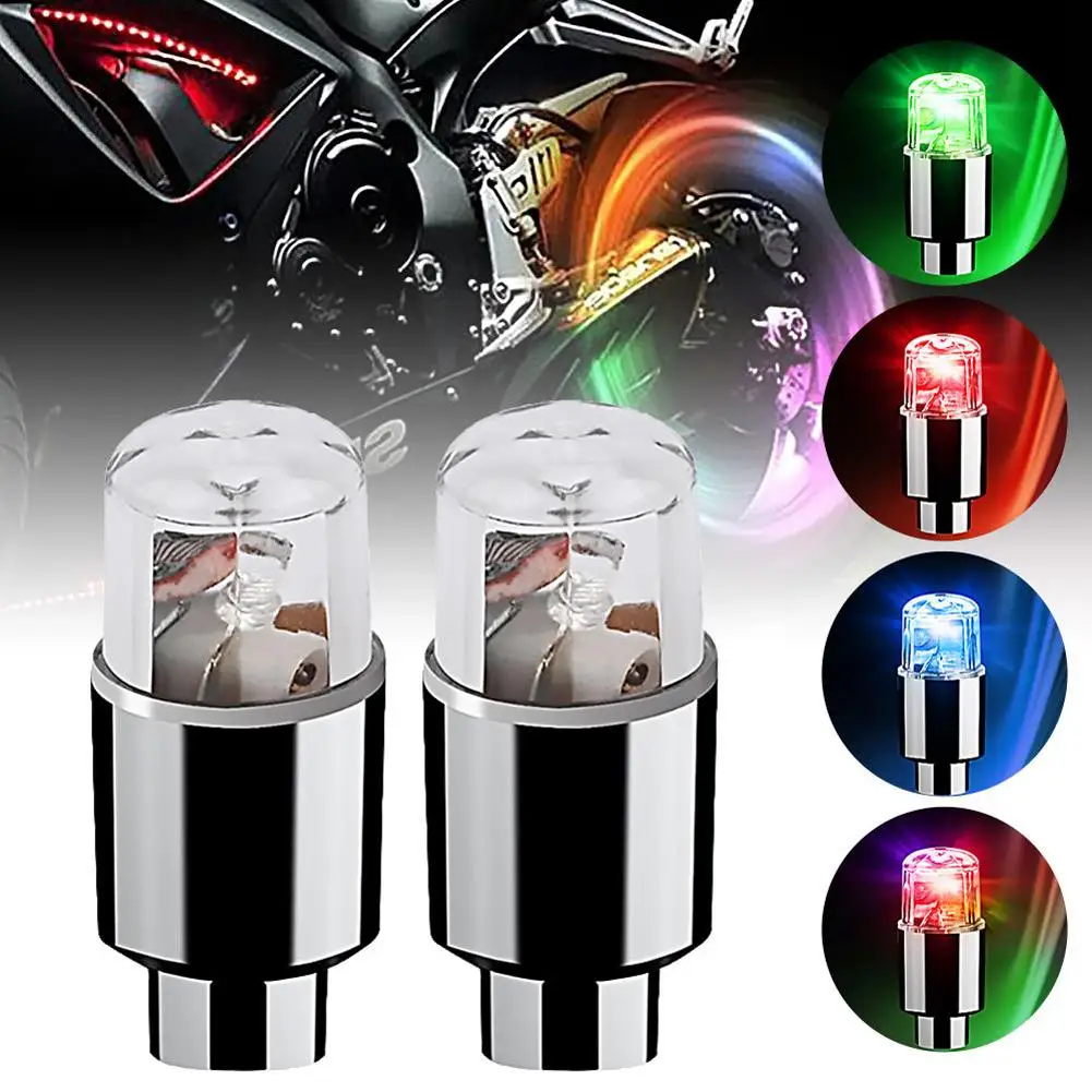 

2pcs Car Tire Valve Caps Led Light Dual Sense Motorcycle Cycling Lantern Spokes Hub Lamp Wheel Caps Accessories