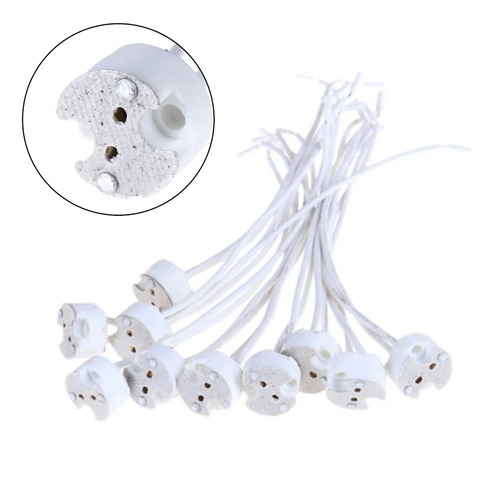 

Led Downight Lamp Holder Socket 1/10X MR16 GX5.3 MR11 12VCeramic Lamp Base Socket LED Halogen Holder With Wire Connector
