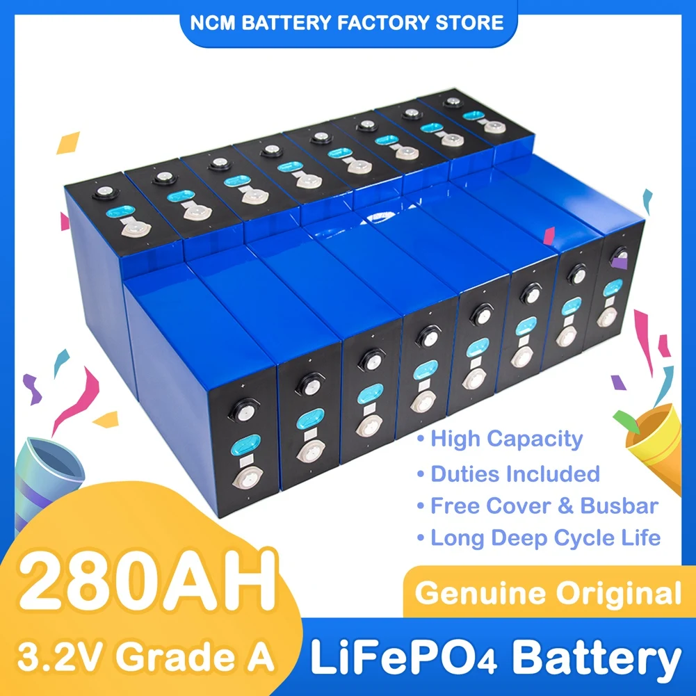 

3.2V 280Ah Lifepo4 Battery Cell Rechargeable Lithium Iron Phosphate DIY 12V 24V 48V For EV Solar System Boat Golf Cart Forklift