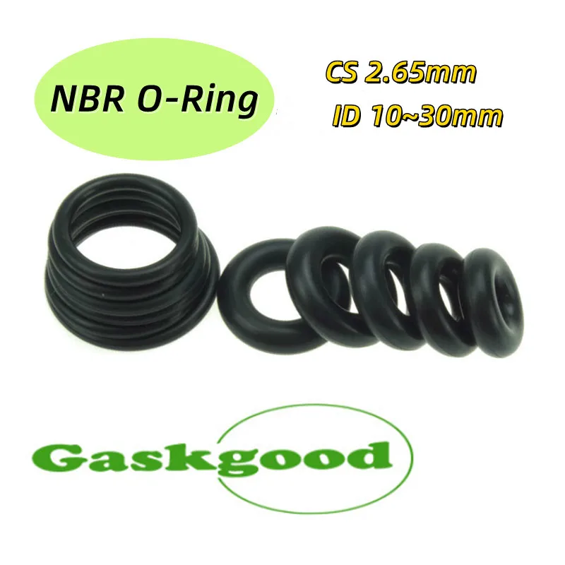 

100pcs NBR O Ring Seal Gasket Thickness CS 2.65mm ID 10~30mm Nitrile Butadiene Rubber Spacer Oil Resistance Washer Round Shape
