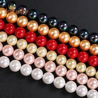 natural colorful electroplating shell pearl power beads round loose spacer beads for jewelry making diy bracelets 6 8 10 12mm