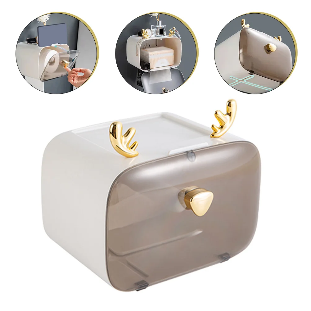 

Tissue Box Home Antler Bathroom Storage Tissue Dispenser Roll Paper Box Tissue Holder for Tissue Storage