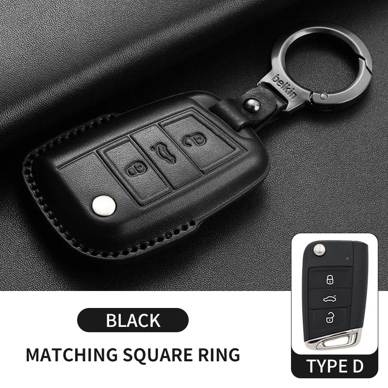 

Кожаный чехол для автомобильного ключа, чехол для VW Volkswagen Polo Golf Passat Beetle Tiguan Skoda Octavia Kodiaq Seat Leon Altea без ключа