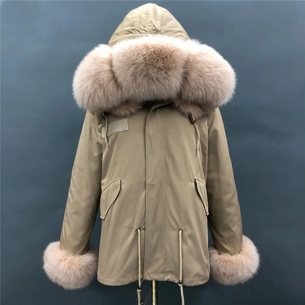 

Luxury Real Fox Fur Collar Hooded Parkas Women Ladies Thick Warm Removable Liner Natural Fur Coats Jackets Winter Overcoats
