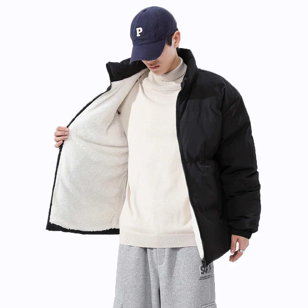 Covrlge Men's Hot Sale Coat Winter Stand Collar Windproof Bread Cotton Parkas Overcoat Male Solid Color Loose Men Clothes MWM165