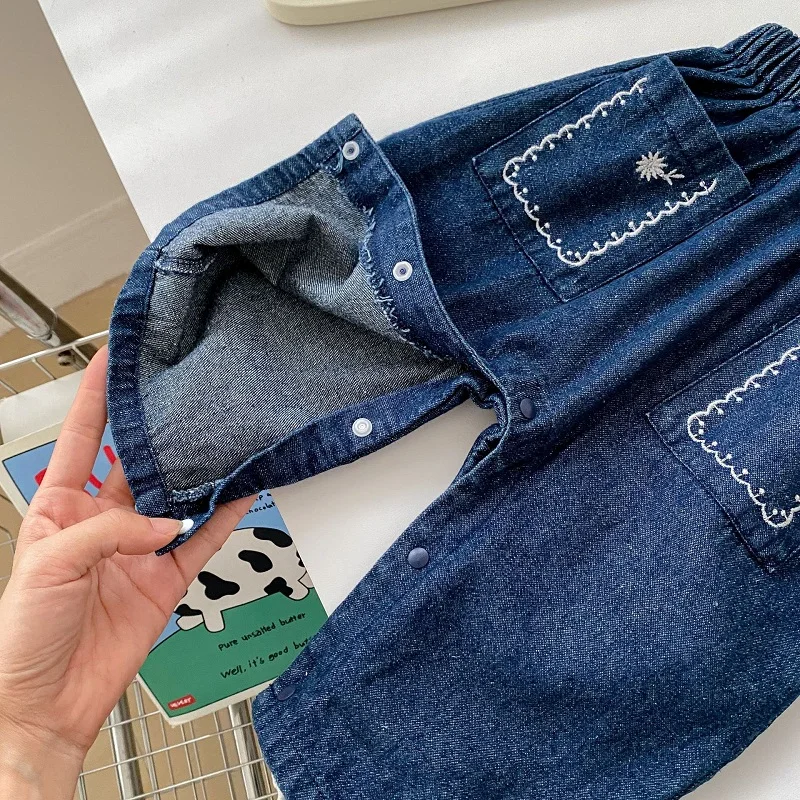 Джинсовый комбинезон с длинным рукавом на возраст 0-3 года