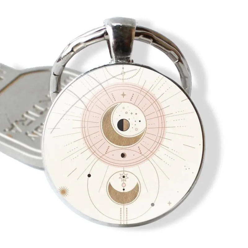 Звезда Луна солнце Таро карточка мультфильм модный брелок ручной работы стекло