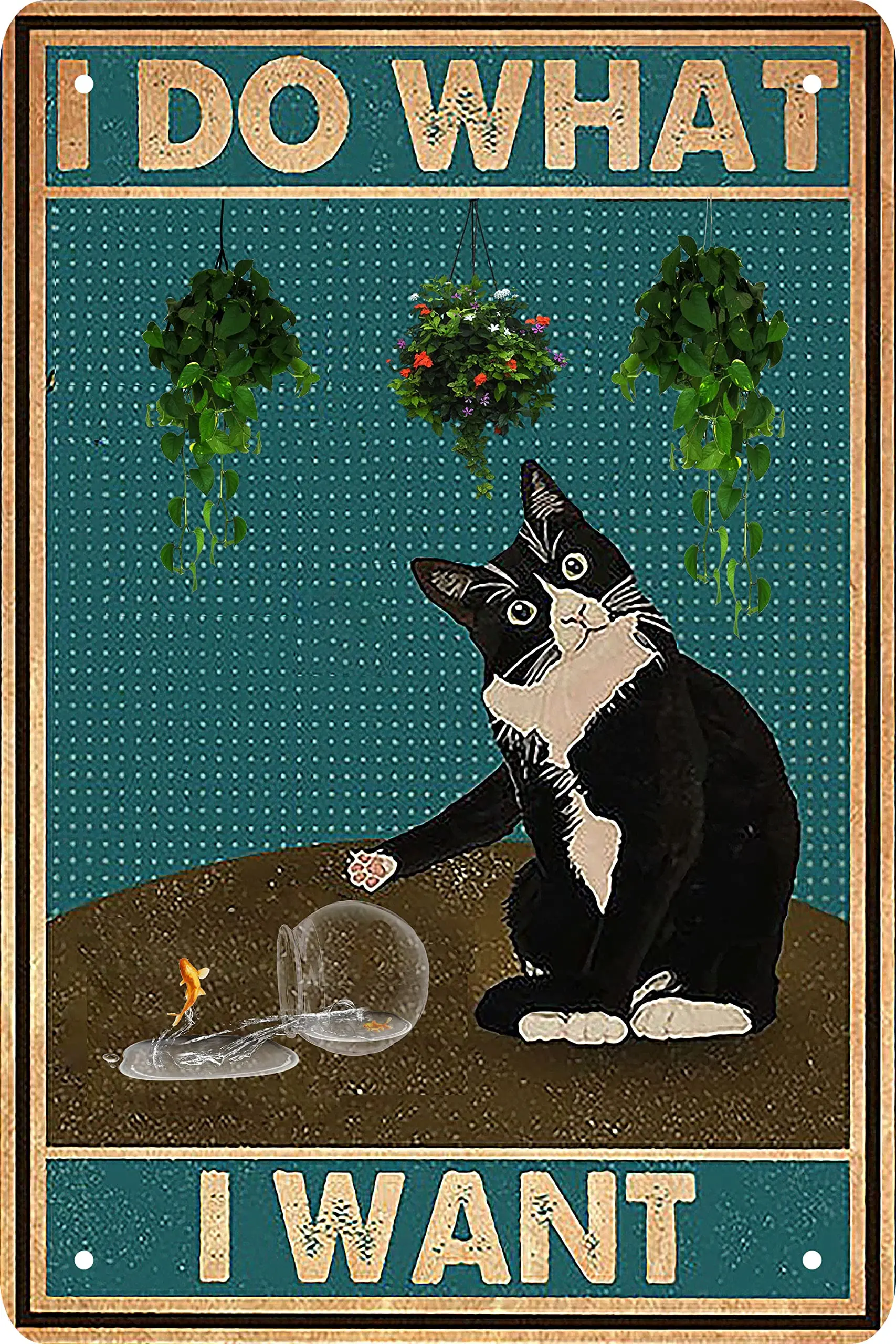 

Black Cat Decor Funny Bathroom Vintage Wall Decor - I Do What I Want - Cat Posters Cat Metal Tin Signs Bathroom Retro Home