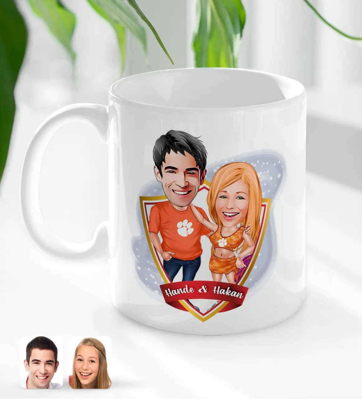 

Персонализированная карикатура на День святого Валентина с белой чашкой