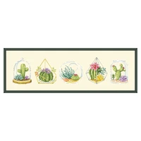 Cactus collection cross stitch kit 18ct 14ct 11ct light yellow canvas stitching embroidery DIY wall home decor
