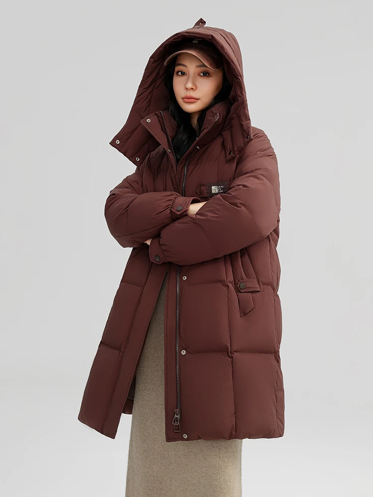 Женская куртка на утином пуху новинка 2024 белый утиный пух средней длины