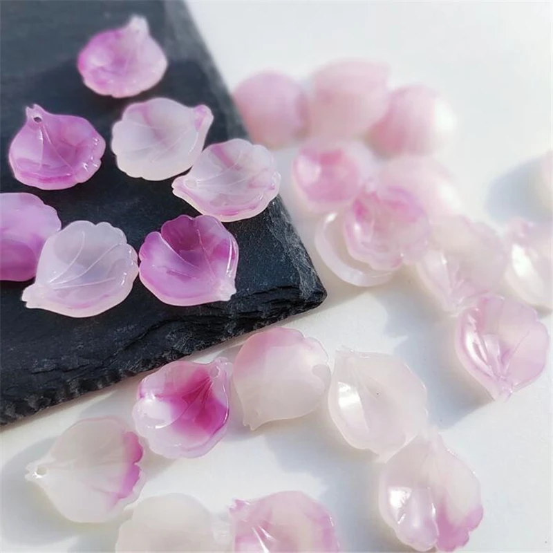 10Pcs/lot New Creative Acetic Acid Flower Beads Petals Charm Connectors Diy Hairpin Jewelry Making Resin Acessories Material