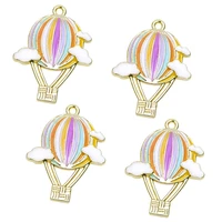 10pcs romance hot air balloon charms alloy enamel pendant accessories for gift jewelry making earrings necklace craft finding