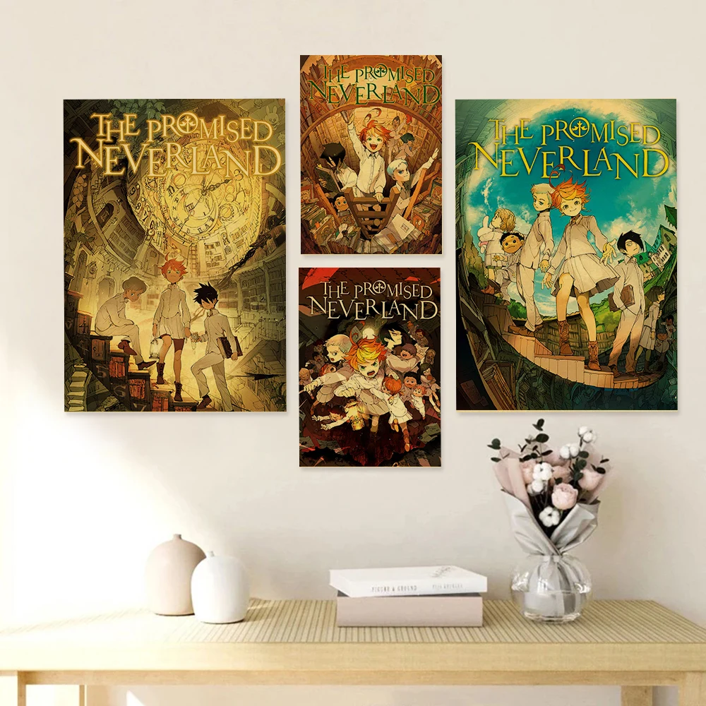 Плакаты из крафт-бумаги обещанный Neverland плакаты Леви Эрена Микаса армины