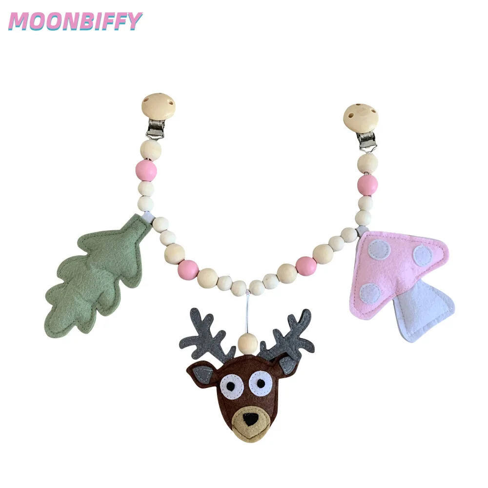 

Wood Teether Baby Bed Hanging Rattles Toy Make Noise Bird Elephant Shape Crochet Beads Bracelet Pram Clip Baby Rattle Teether