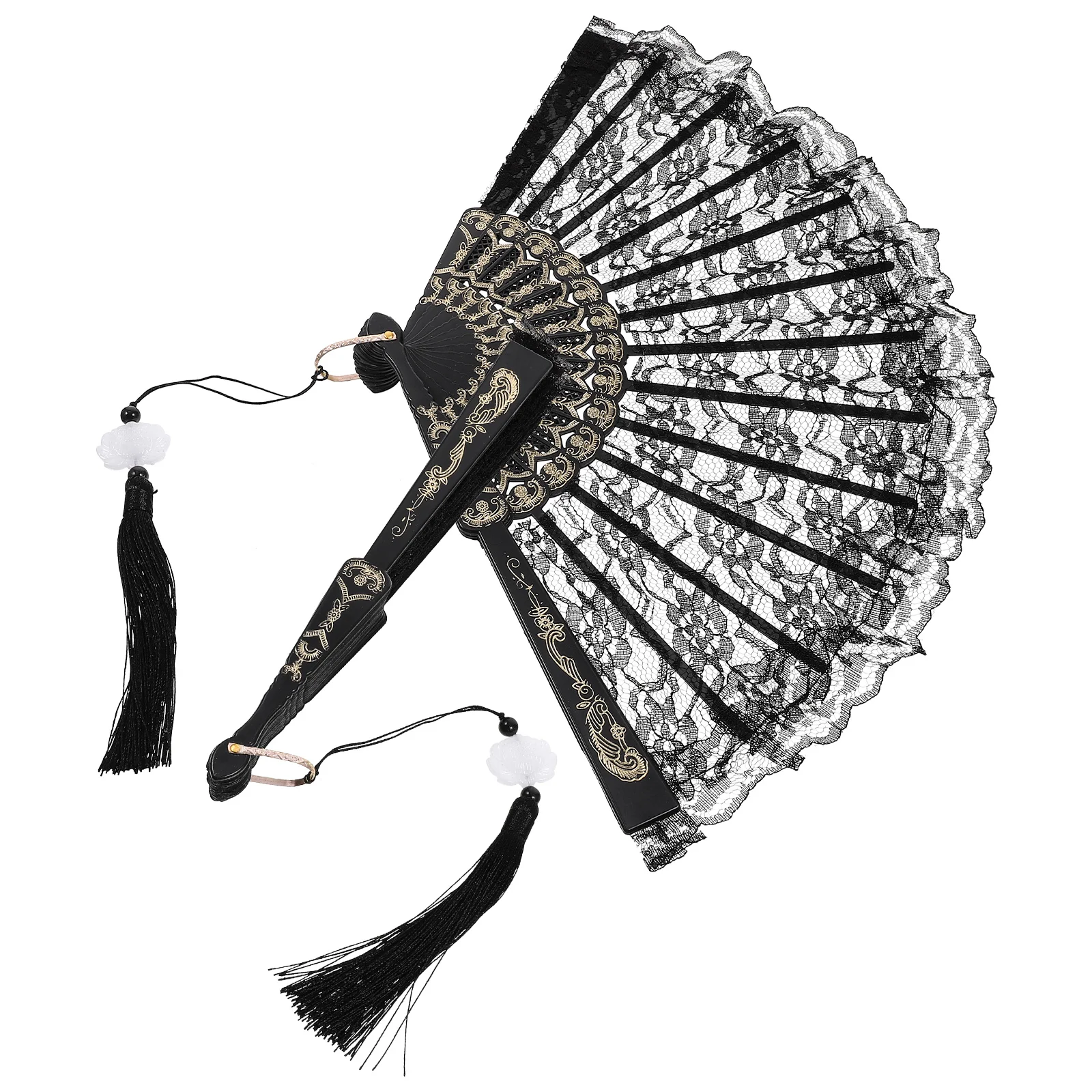 

Fan Fans Hand Lace Folding Wedding Handheld Party Dancing Foldable Floral Tassel Church Girls Dress Fancy Decorations Elegant