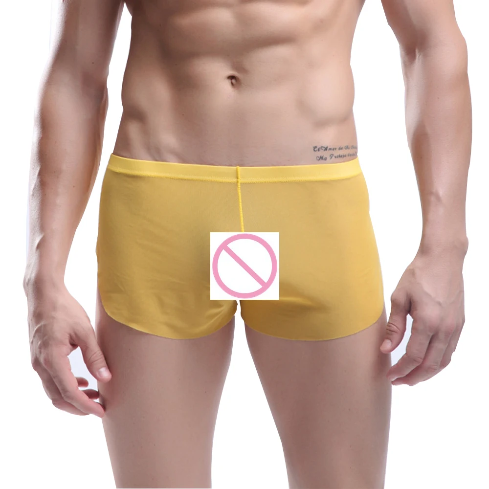 Summer Style Mens Slim Shorts Sexy Mesh Boxers Breathable Mesh Sleep Pant Gay Underwear Transparent Slip Man See Through Panties