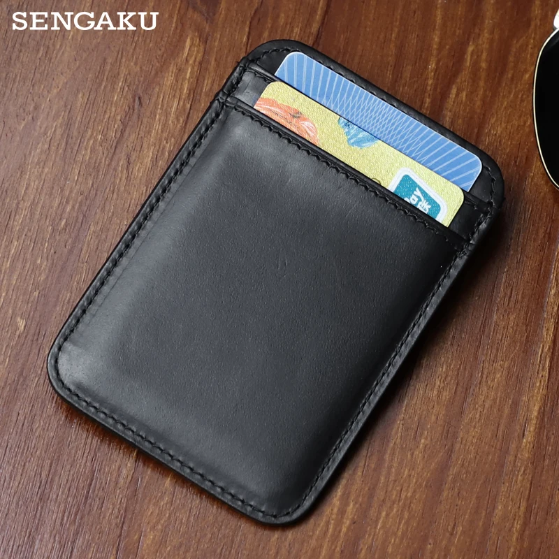 

Super Thin Soft Genuine Leather Card Holder Mini Credit Card Wallet For Men Small Coin Purse Business ID Cards Slot Bag Pocket
