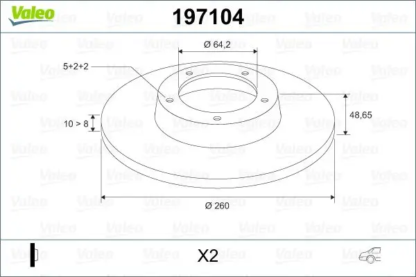 

197104 rear brake mirror flat for CIVIC H,B × 5