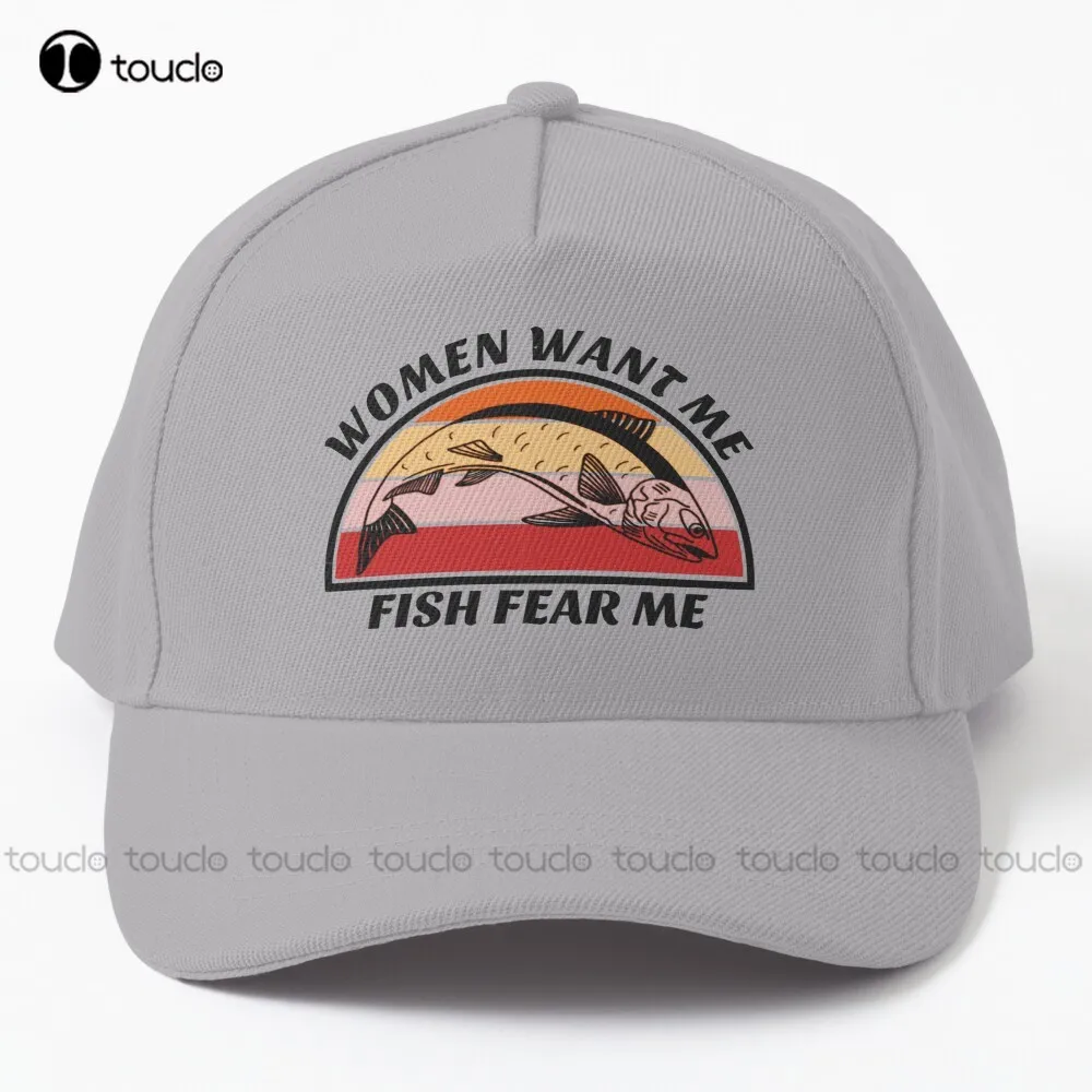 Women Want Me Fish Fear Me Baseball Cap Trucker Hats Trendy Outdoor Simple Vintag Visor Casual Caps Hip Hop Trucker Hats Cartoon