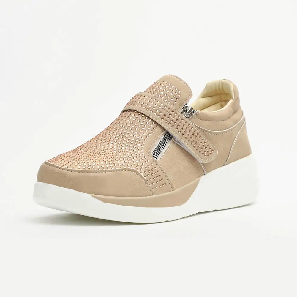 Women's Shoes Sneakers Wedges Shoes Zipper Platform Trainers Women Shoes Casual Lace-Up Ladies Outdoor Walking Comfortable Mujer