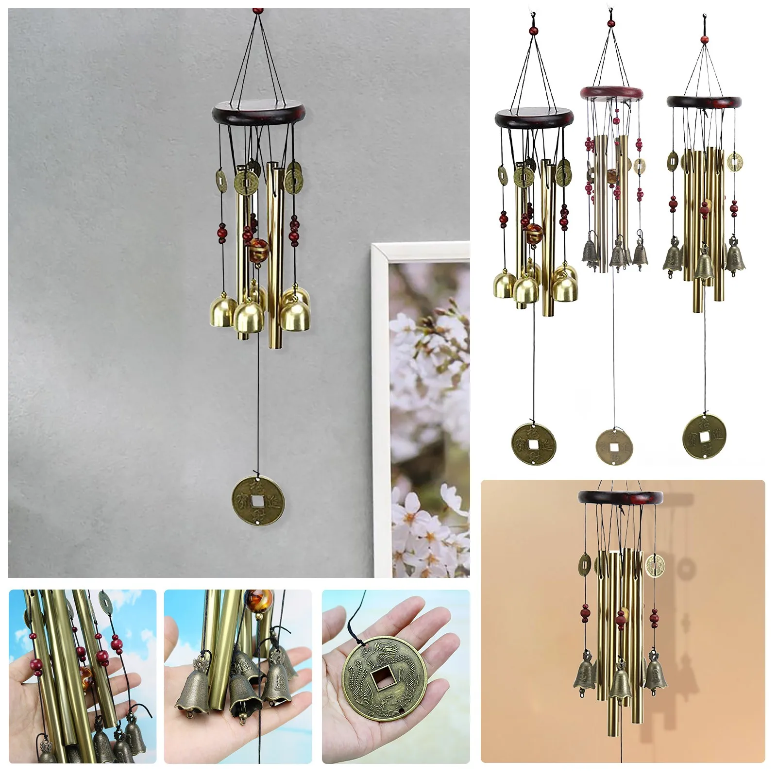 

Wind Chimes Traditional Solid Wood Metal Wind Chime Pendant Solar Wind Chimes Christmas Decorations Solar Hummingbird Lights