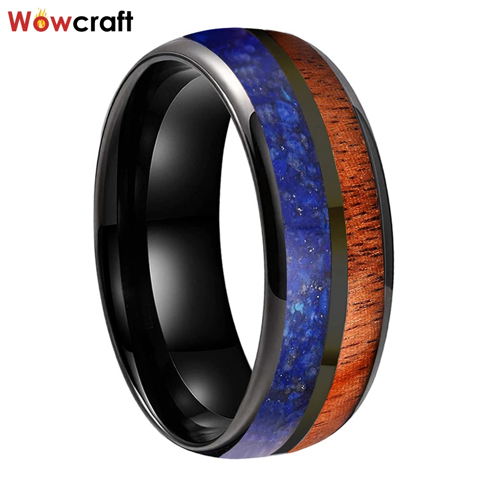 

Кольцо обручальное вольфрамовое с инкрустацией Лазуритом, 8 мм