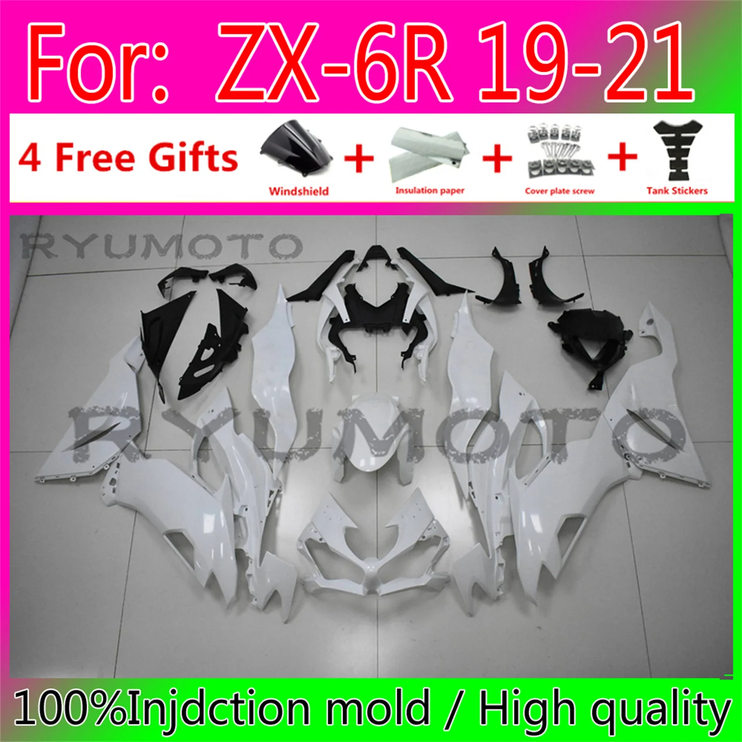 

NEW ABS Motorcycle Whole Fairings kit for Kawasaki ZX6R 2019 2021 ZX6R 19 20 21 fairing