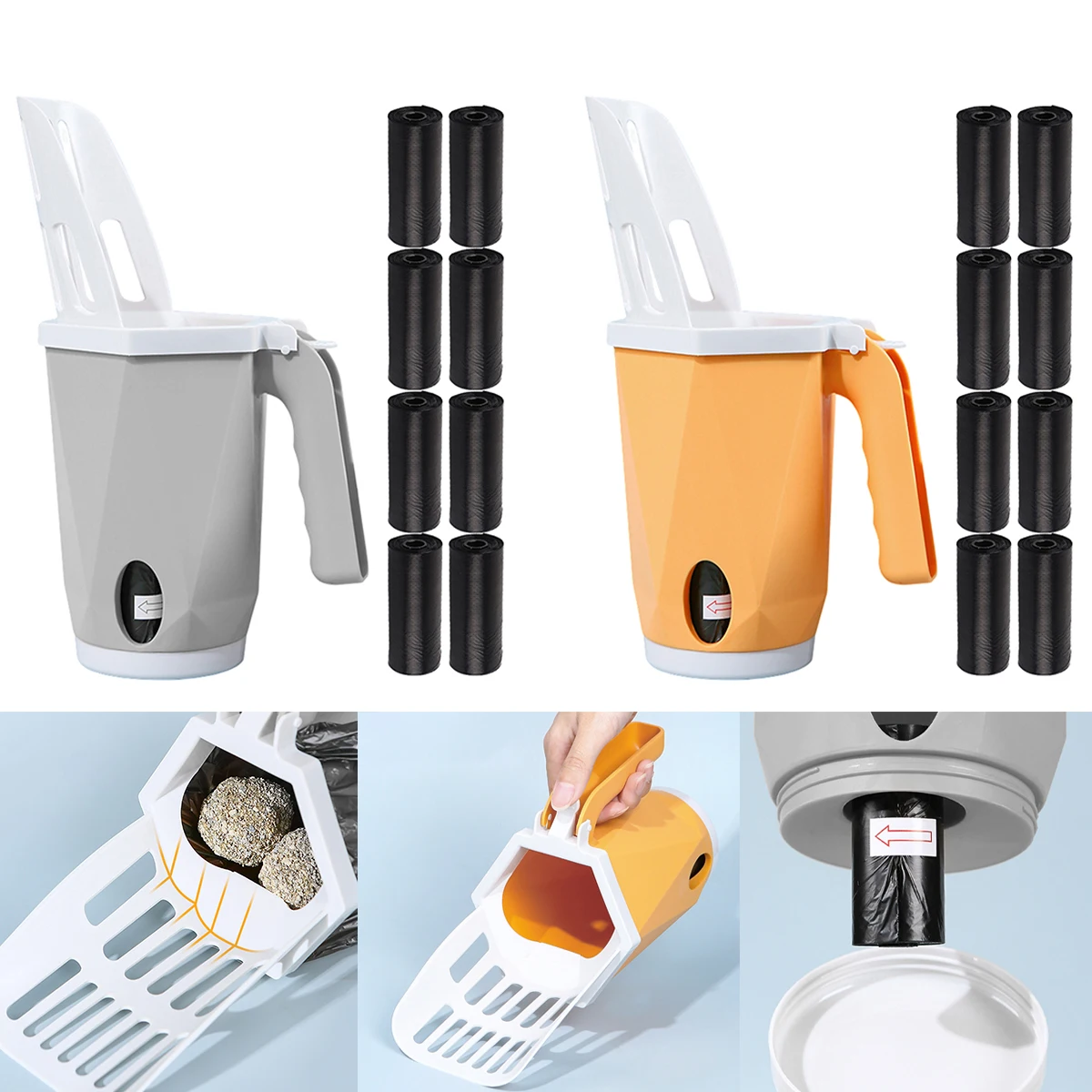 

Лопата для кошачьего туалета с 8 поясными мешками