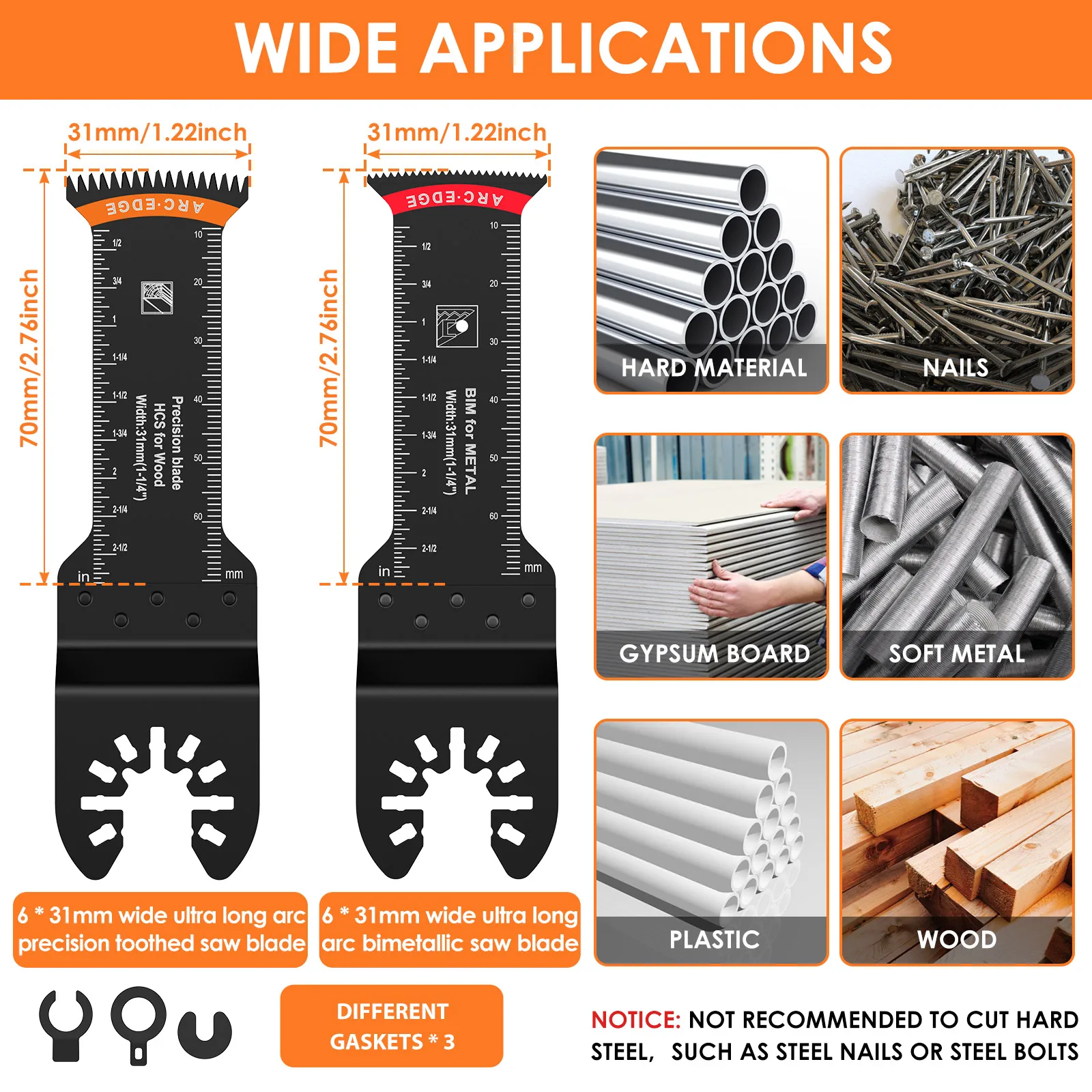 Сверхдлинное Осциллирующее лезвие пилы 12 шт. двухметаллическое износостойкое