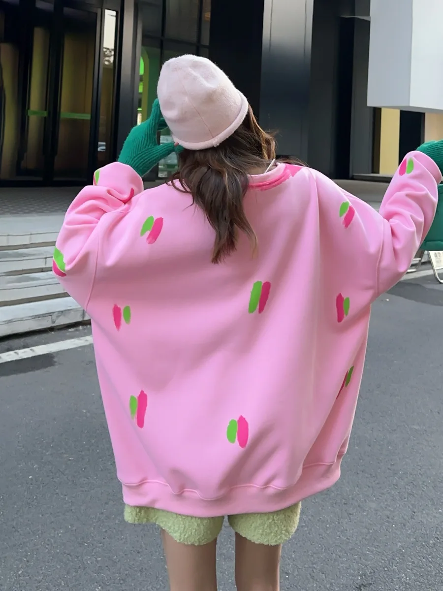 Повседневный пуловер с круглым вырезом большие свитера топ женская одежда Y2k