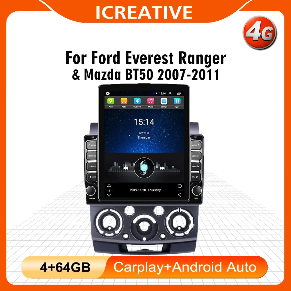 

9.7"Tesla Screen For Ford Everest Ranger & Mazda BT50 2007-2011 Car Multimedia Player GPS Navigator 4G Carplay Android Autoradio