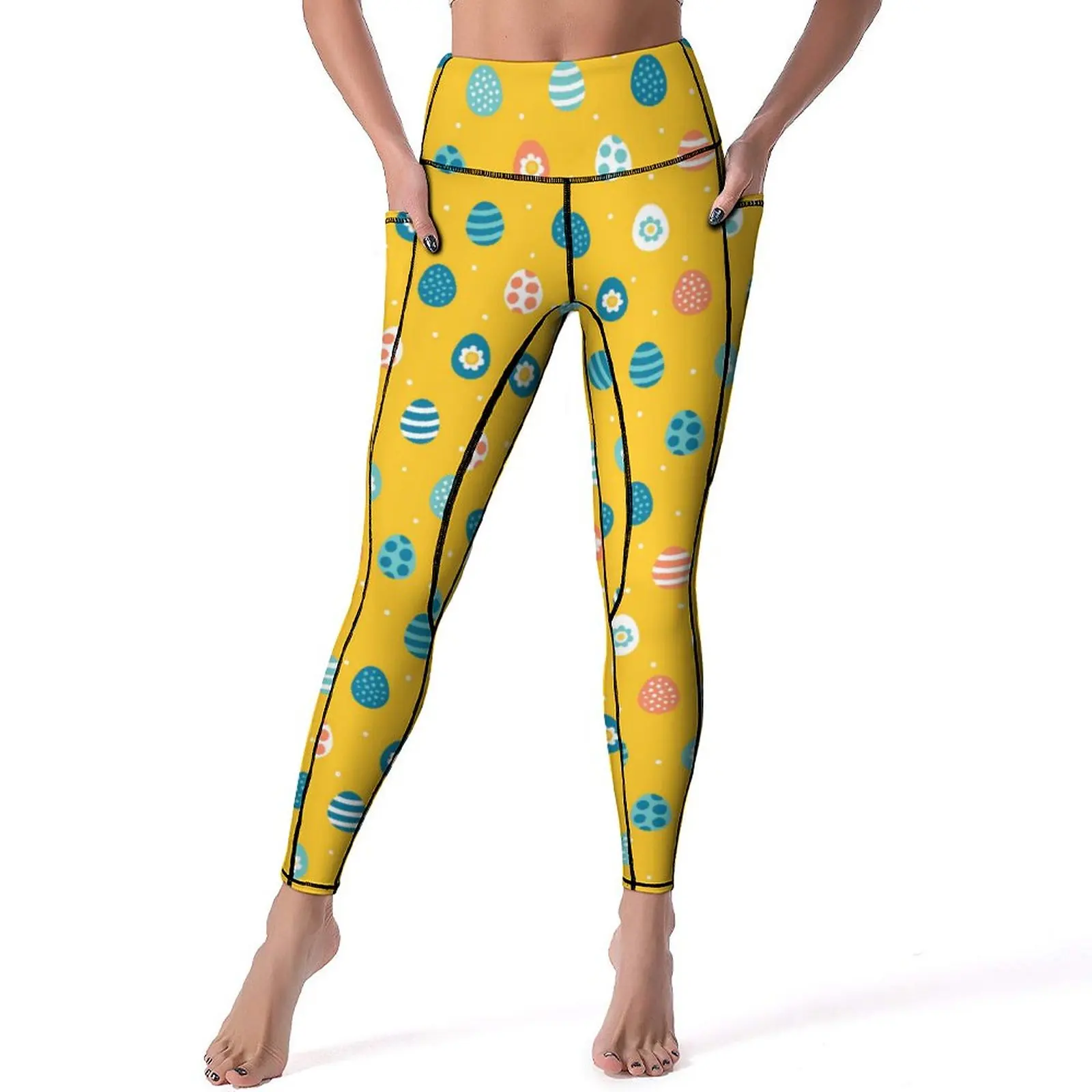 

Easter Egg Bombs Leggings Sexy Colorful Print Push Up Yoga Pants Vintage Stretch Leggins Women Custom Gym Sports Tights