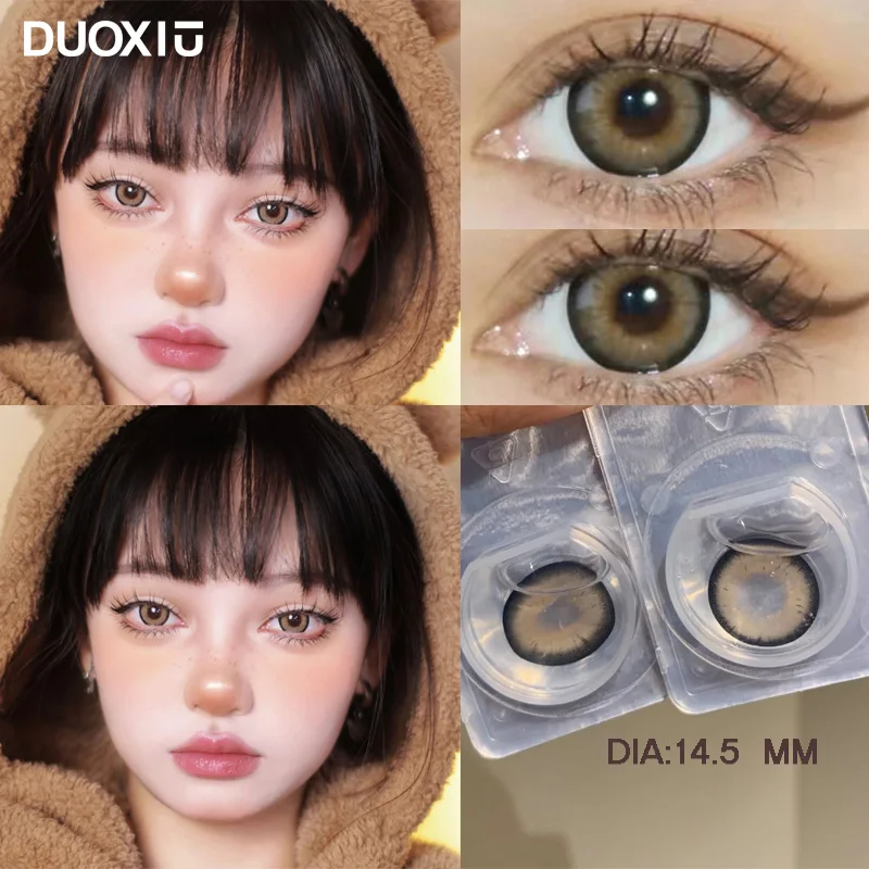 

DUOXIU 1Pair Colored Beauty pupils Makeup Lenses High Quality Myopia Eyes Black Eye Hybrid color lens1 Yearly Fast Shipping
