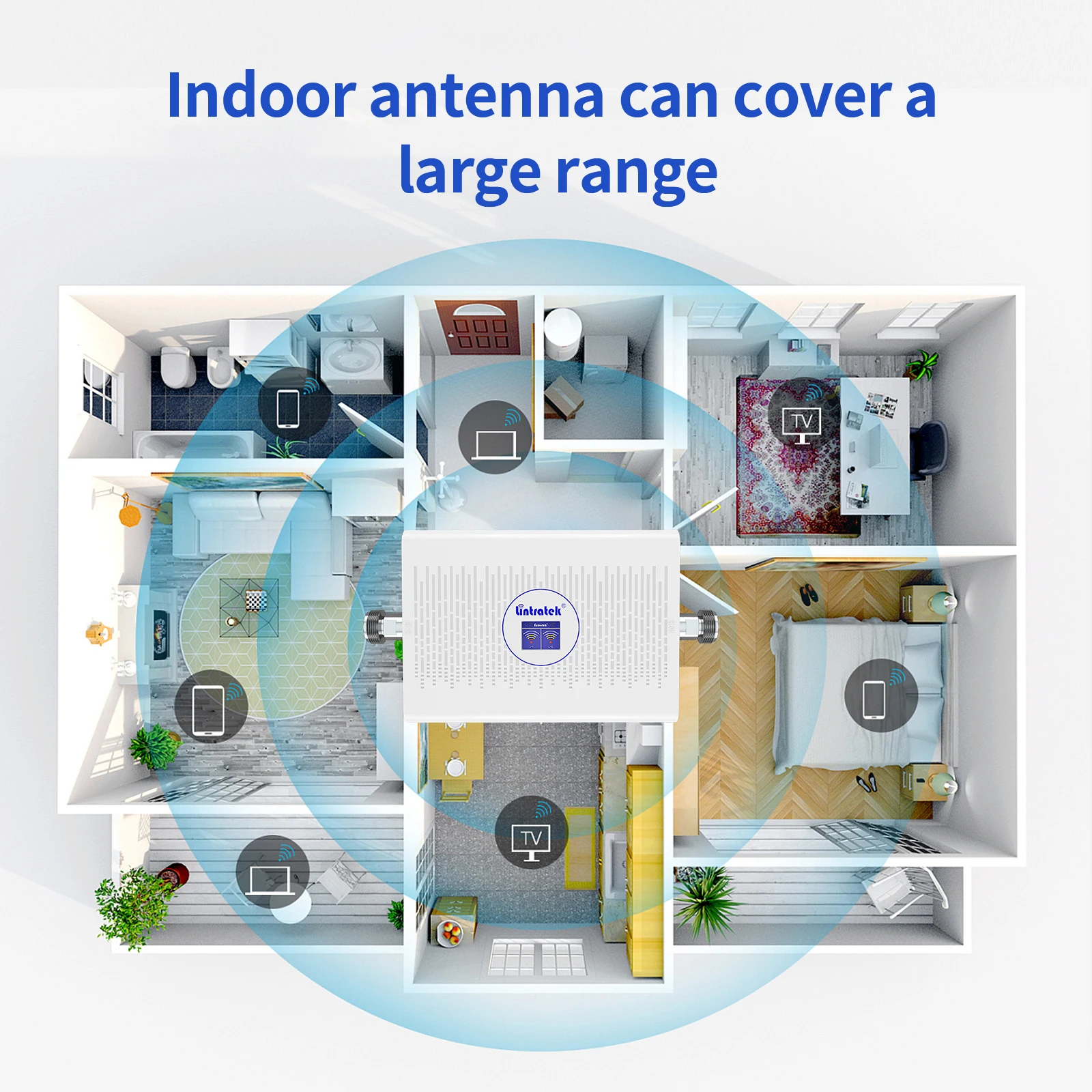 Lintratek 2 Band Cellular Amplifier 850 900 1800 2100 MHz AWS 1700 PCS 1900 LTE 2G 3G 4G Signal Booster AGC Mobile Repeater