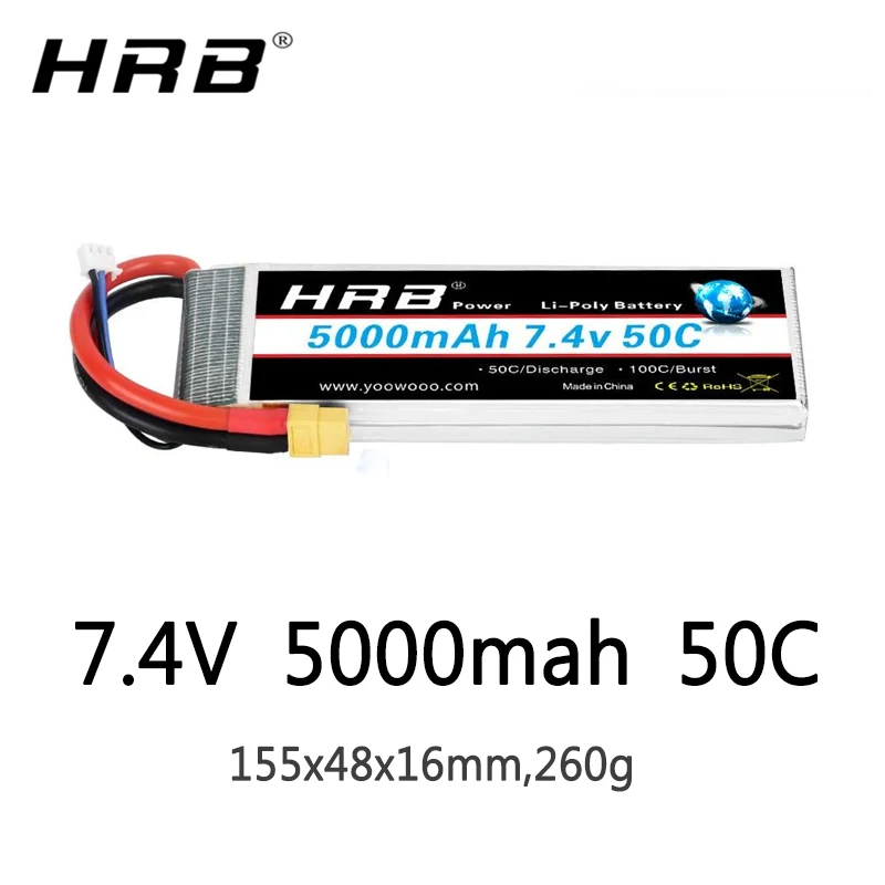HRB 2S 7 4 V 5000mah литий-полимерный Батарея 50C для RC Evader BX автомобиля Tracxas слэш Багги