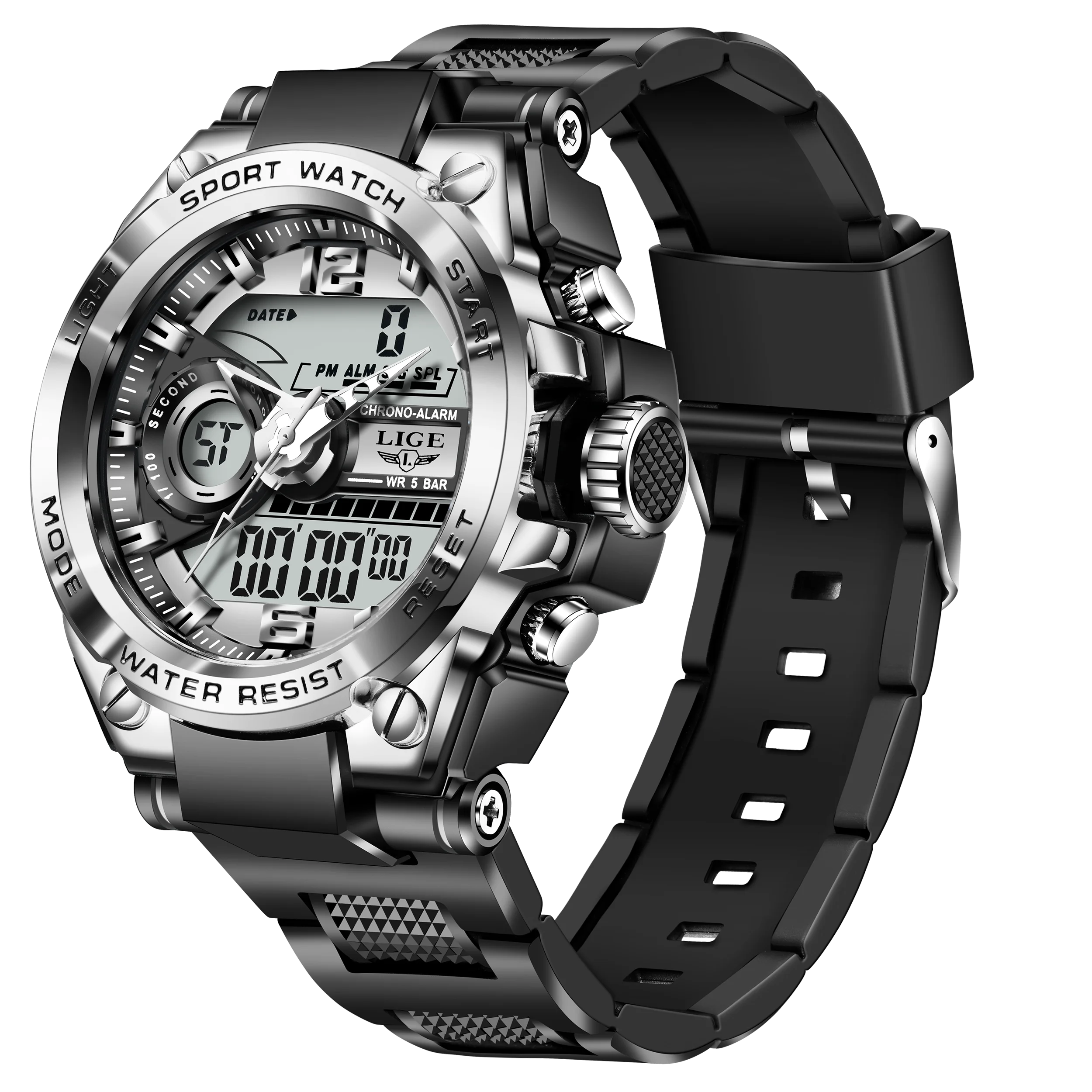 

LIGE Dual Diaplay Men's Watches Brand 50M Waterproof Luminou Chronograph Date Fashion Outdoor Sport Men Watch Relogio Masculino