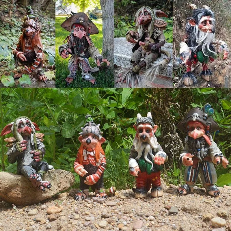 

130 Mm(5.11 Inches) Garden Decor Lawn Goblin Statue Handmade Color Painting Resin Crafts Desk Ornament Home Decoration