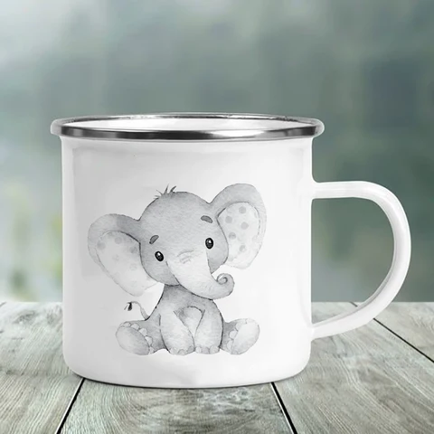 Туристическая кружка Kawaii с изображением милого слона, креативная чашка для кофе и чая, кавайные напитки, Термокружка для кофе, для переноски, чашки на заказ, чашка