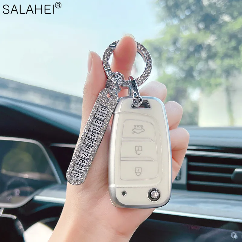 Чехол для автомобильного ключа Hyundai Solaris 2 Elantra i30 i40 Tucson 2017 2018 с пятизвездочным узором из TPU.