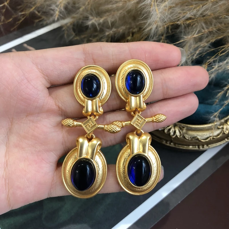 Винтажные синие серьги-гвоздики