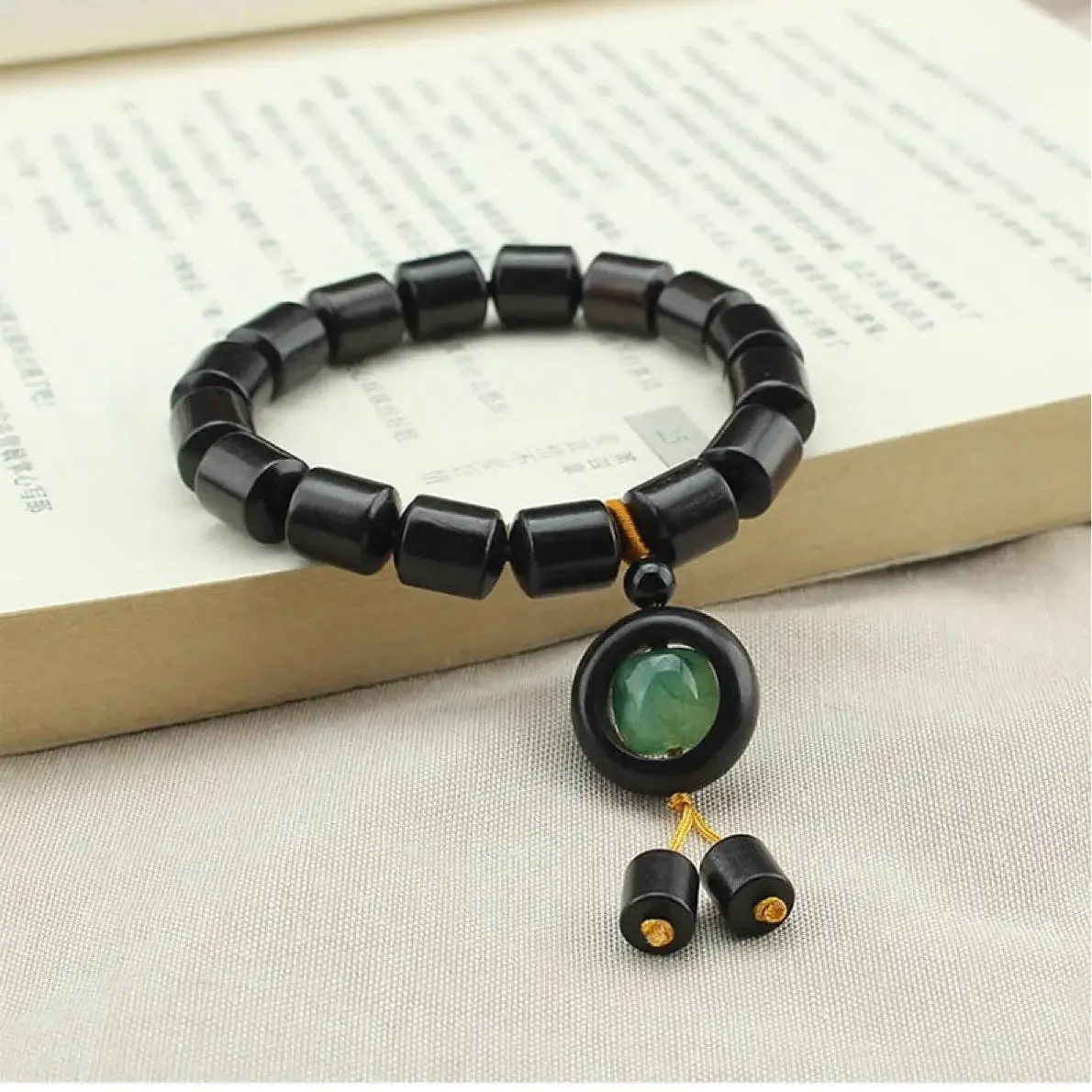 Креативный этнический браслет из черного дерева с бегового кольца уникальный