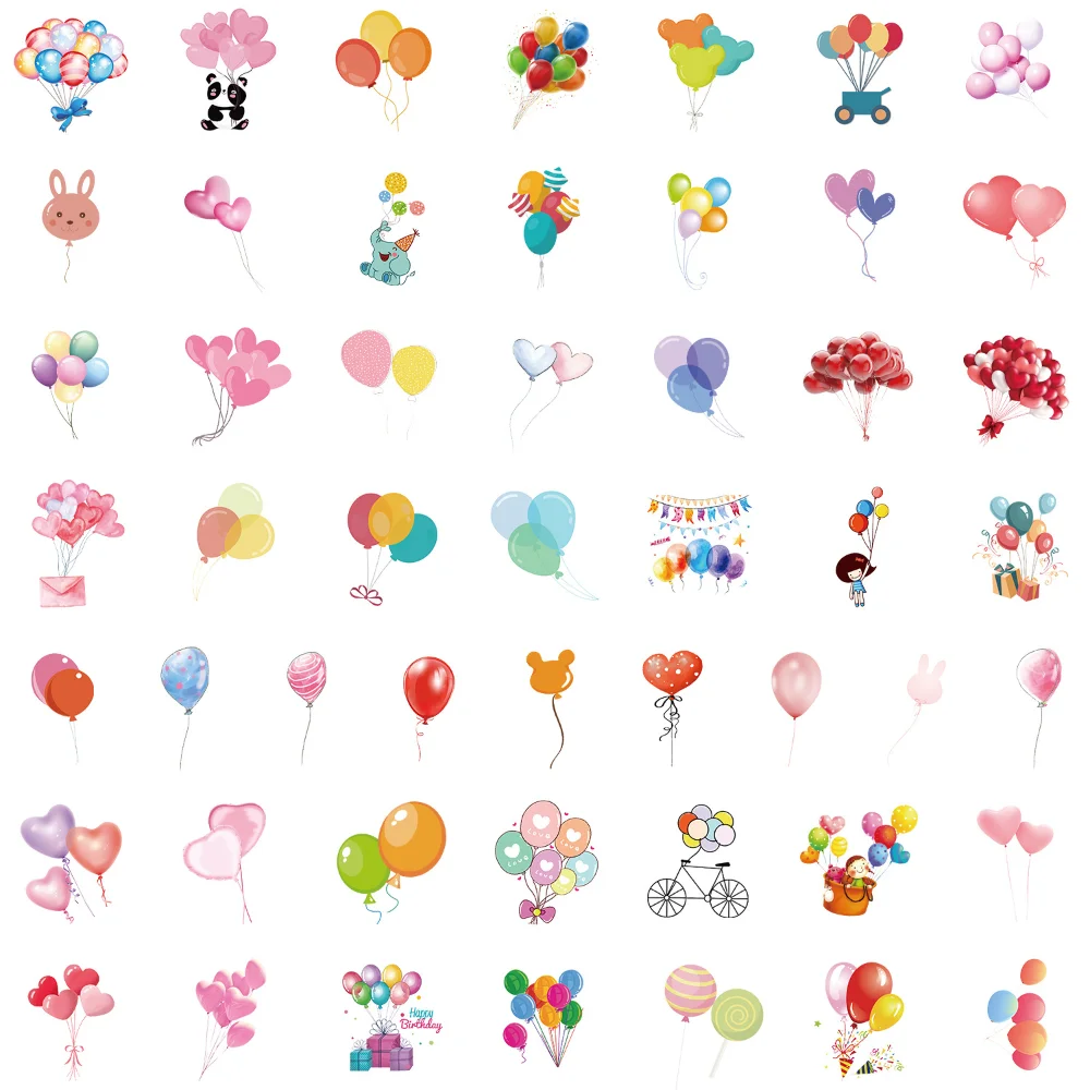 

10/50Pcs Decorated balloon Stickers Birthday Party Gift Graffiti Daily Life Delicious Sweets Luggage Window Wall Water