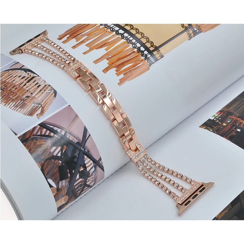 For Apple Watch 45mm Band Metal Bling Rhinestone Bracelet Strap 38mm 40mm 42mm 44mm Women IWatch 7 6 Se 5 4 3 Wristband
