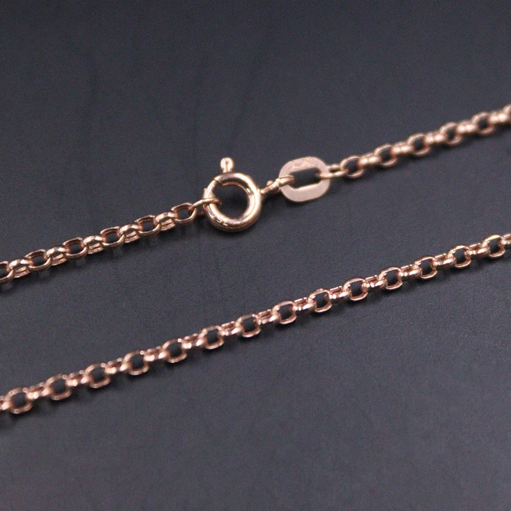 

Pure 18K Rose Gold Women Men 2mmW Rolo Chain Cable Necklace 2.4-2.6g 19.6"L