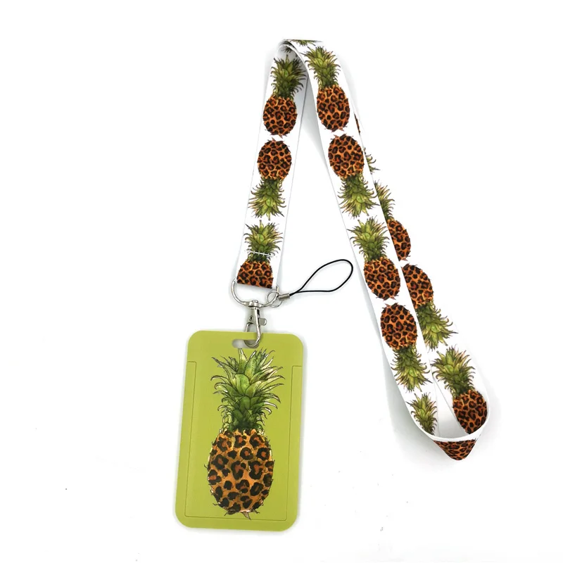 

Фрукты с леопардовым принтом ананаса шнурки для кредитных карт ID держатель сумка студента Для женщин Дорожная сумка для карт из искусственной кожи значок автомобиля украшения для ключей подарки