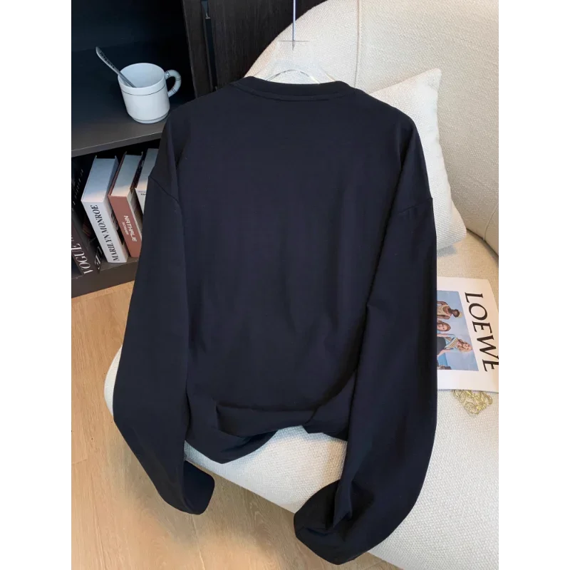 Топ с принтом Hello Kitty новая осенняя хлопковая свободная повседневная футболка