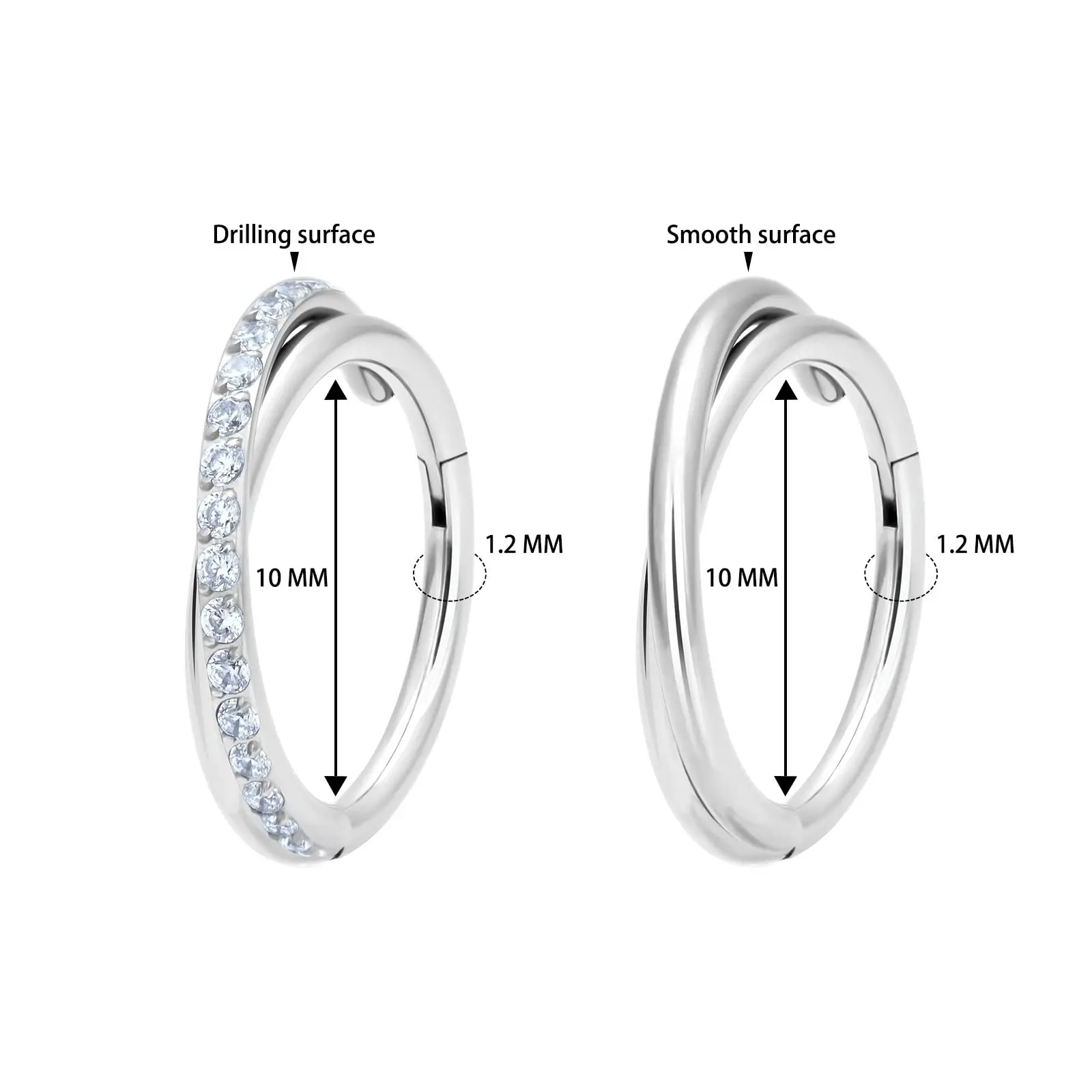 Nose Ring Titanium Zircon Septum Clicker Double Hoop Septum Helix Tragus Ear Cartilage Earrings Conch Piercing Jewelry