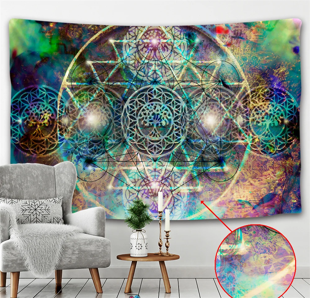 India Mandala Tapestry Wall Hanging Boho Decor Wall Cloth Tapestries Psychedelic Hippie Night Moon Tapestry Mandala Wall Carpet